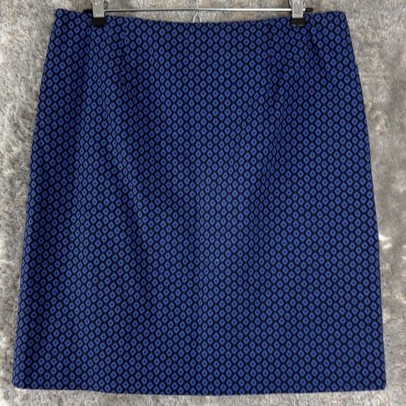 LL Bean Size 8 Favorite Fit Geometric Stretch Mini Pencil Skirt Navy Zip Casual - Picture 4 of 10